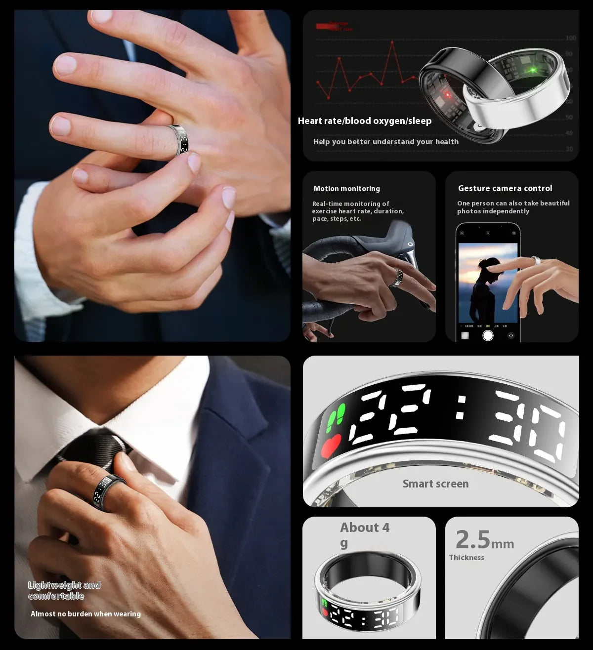 Smart Ring With Display Screen Touch Flip Smart Finger
